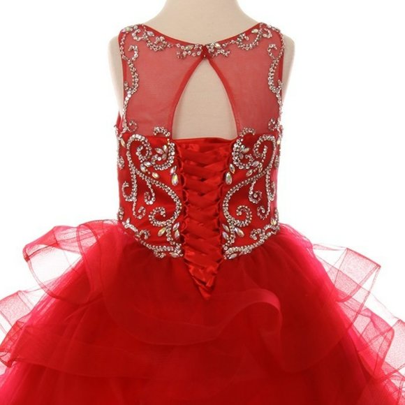 Cinderella Dresses New Red Color Formal Evening Kids Girls Gown